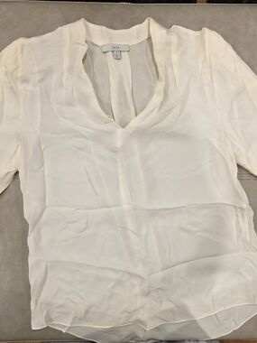 Joie Cream V-Neck Silk Blouse